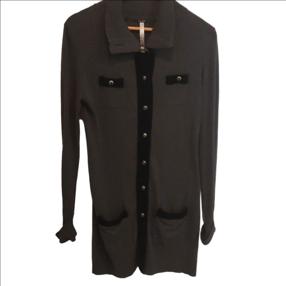 Kensie long button down Cardigan grey sweater